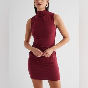 Express Mock Neck Ruched Dress